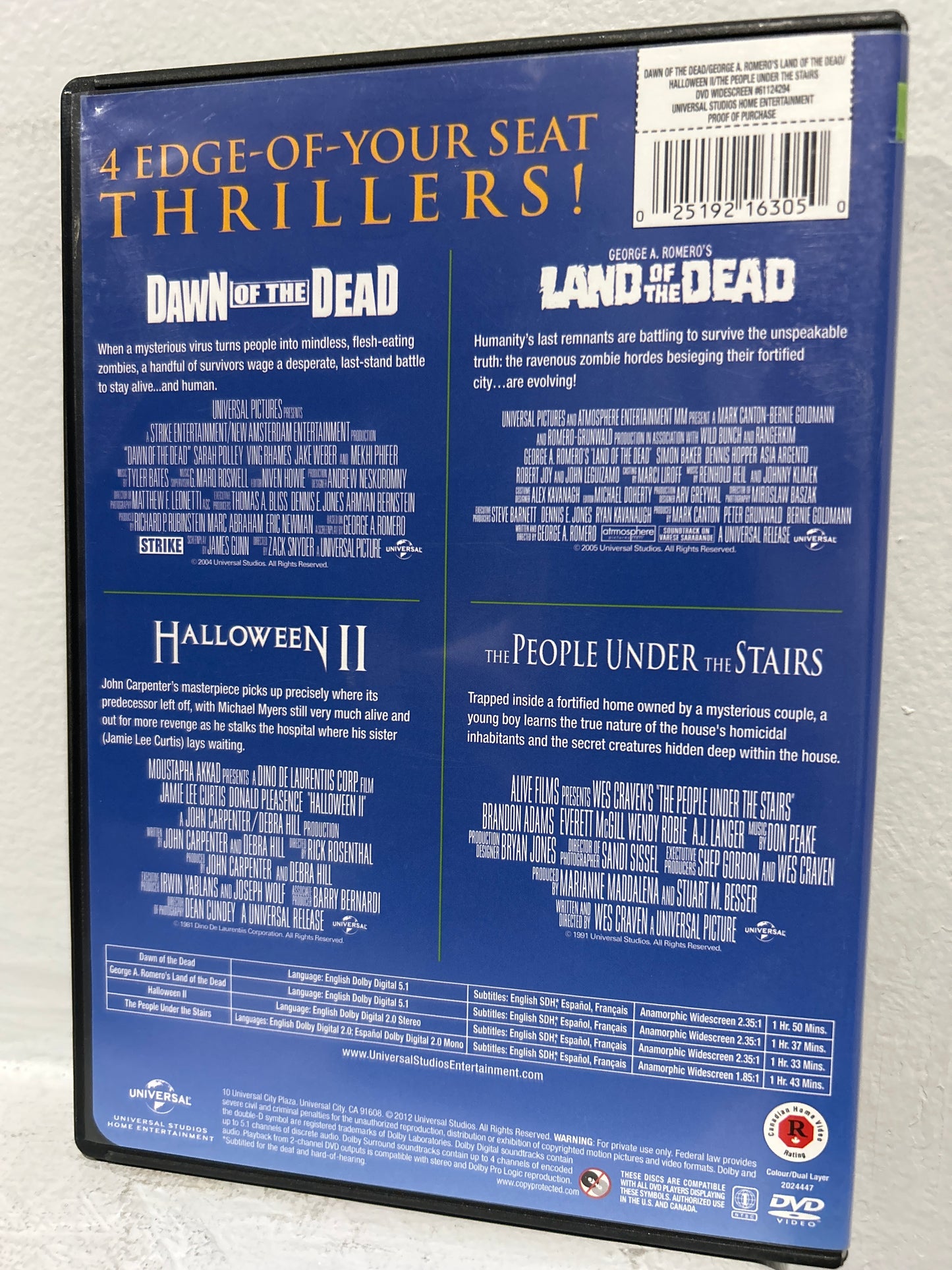 Dawn of the Dead (2004) & Land of the Dead (2005) & Halloween II (1981) & The People Under the Stairs (1991)