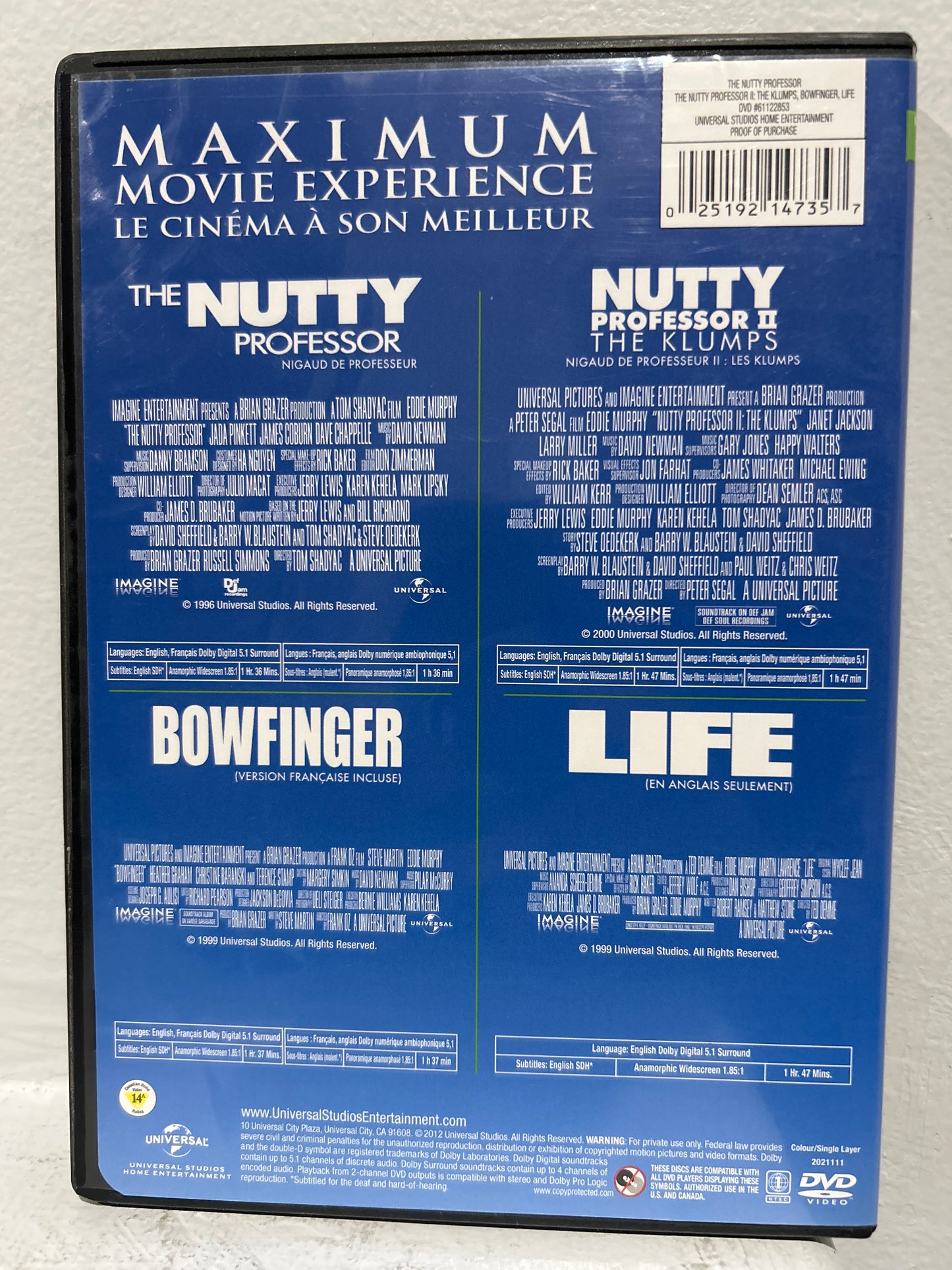 The Nutty Professor (1996) & Nutty Professor II: The Klumps (2000) & Bowfinger (1999) & Life (1999)