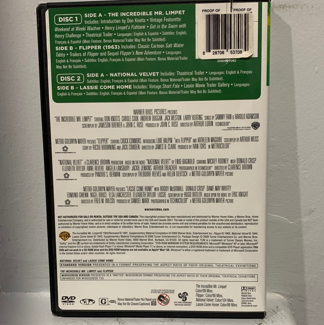 Lassie Come Home (1943) & Flipper (1963) & National Velvet (1944) & The Incredible Mr. Limpet (1964)